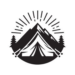 tent vector silhouette clip art logo design illustration. abstract camp fire set collections.