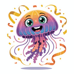 Fototapeta premium jellyfish illustration design character posing happy