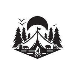 tent vector silhouette clip art logo design illustration. abstract camp fire set collections.