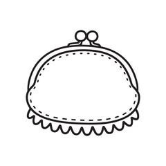 Vector hand drawn purse outline doodle icon. purse sketch illustration for print, web, mobile and infographics isolated on white background.