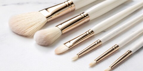 Fototapeta premium Elegant Makeup Brushes Display Precision, Style, Golden Touch