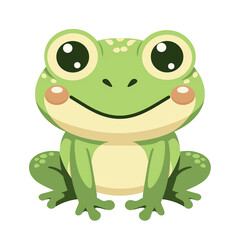 Cute cartoon vector of a smiling baby frog, simple flat design.