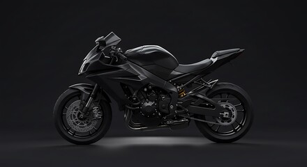 Black sports motorcycle studio shot
