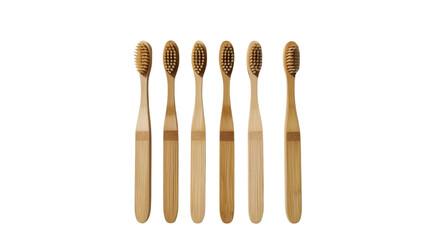 Bamboo toothbrushes on a white background isolated on transparent backgound png cut out