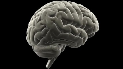 Human Brain: 3D Model Rotating, Detailed Anatomy Visualization