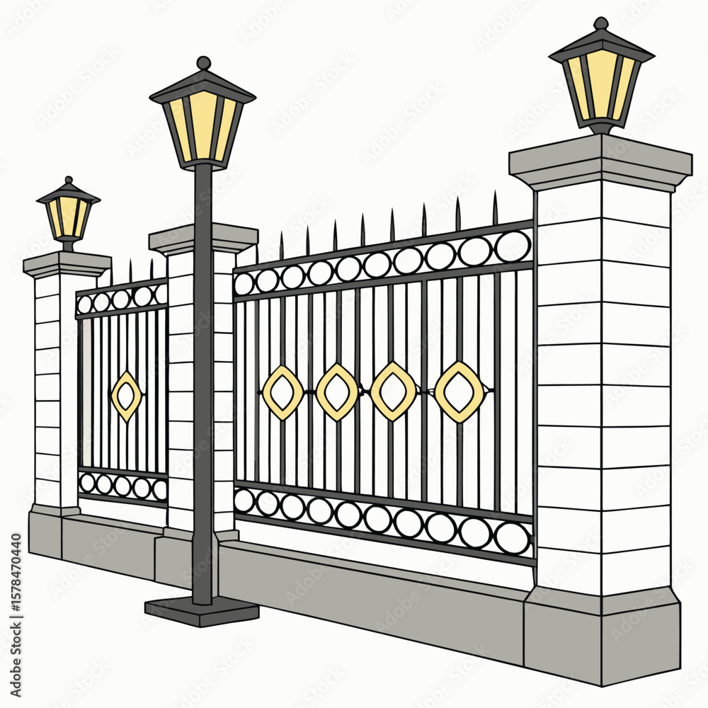 Poster detailed vector illustration showcasing a section of ornate decoration potentially architectural or 