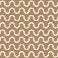 soft cream wavy line pattern on vintage brown background - elegant vector texture