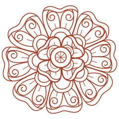 Brown flower pattern hand drawn for adult coloring book