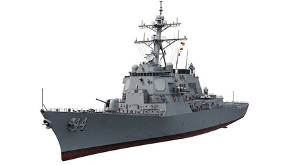 Modern warship isolated on white