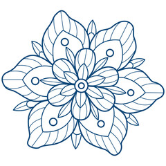 Dark blue flower pattern hand drawn for adult coloring book