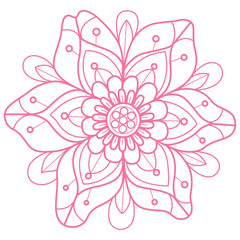 Pink flower pattern hand drawn for adult coloring book