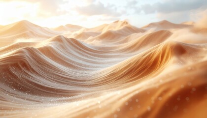 Abstract desert sand dunes landscape golden hour sun light wave pattern texture background wallpaper art