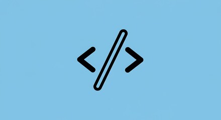 Coding symbol on blue background