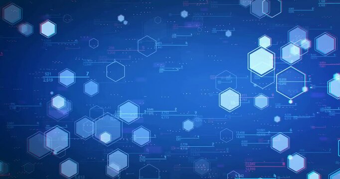 hexagonal and numeric jump effects with blue background