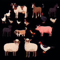 farm animals collection vector