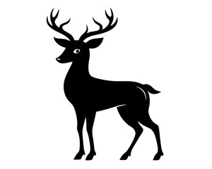Naklejka premium A black deer silhouette stands elegantly against a clean white backdrop.