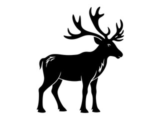 Caribou black silhouette elegantly displayed against a clean white background.