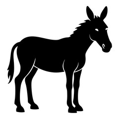 A black mule silhouette stands strong against a plain white background.