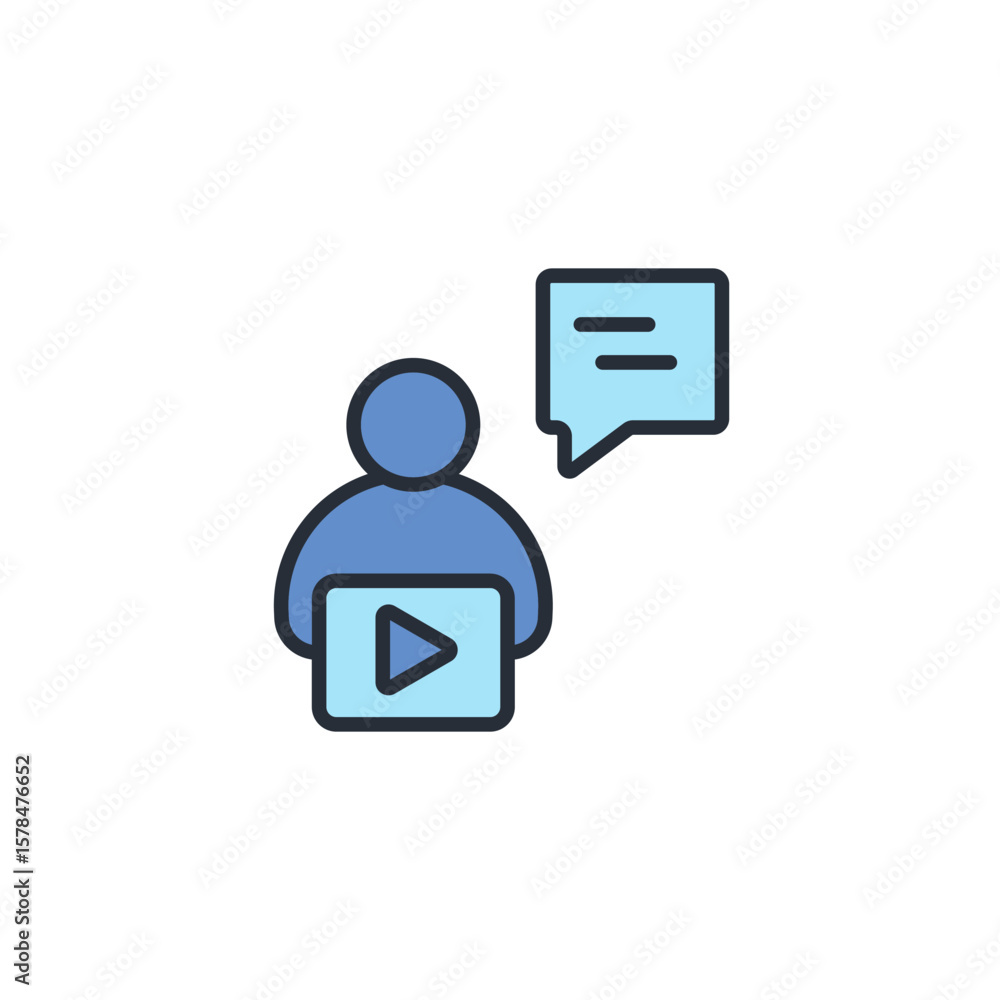 Poster video editor icon. vector.editable stroke.linear style sign for use web design,logo.symbol illustrat