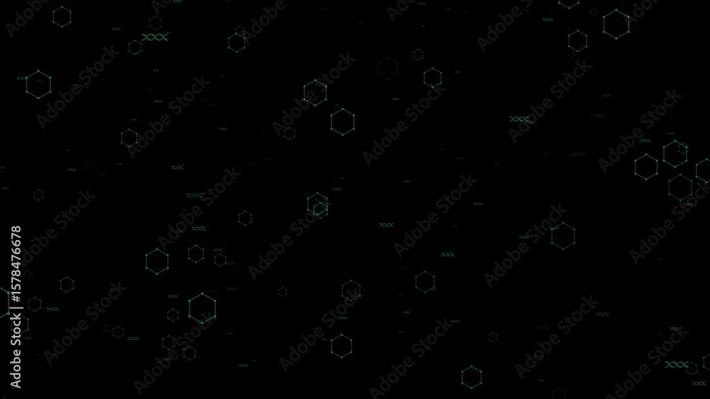 Aufkleber a video of abstract hexagon shapes moving across a black background. the hexagons are white and tran