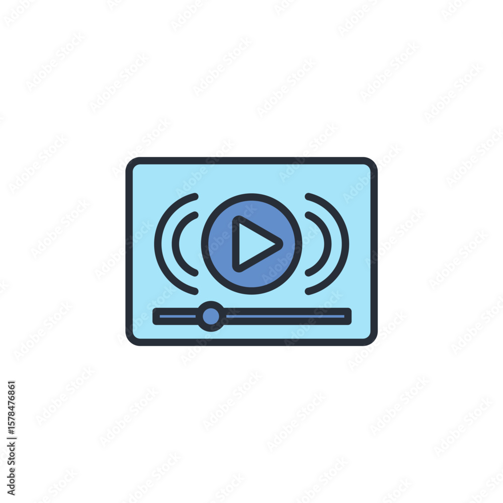 Poster live streaming icon. vector.editable stroke.linear style sign for use web design,logo.symbol illustr