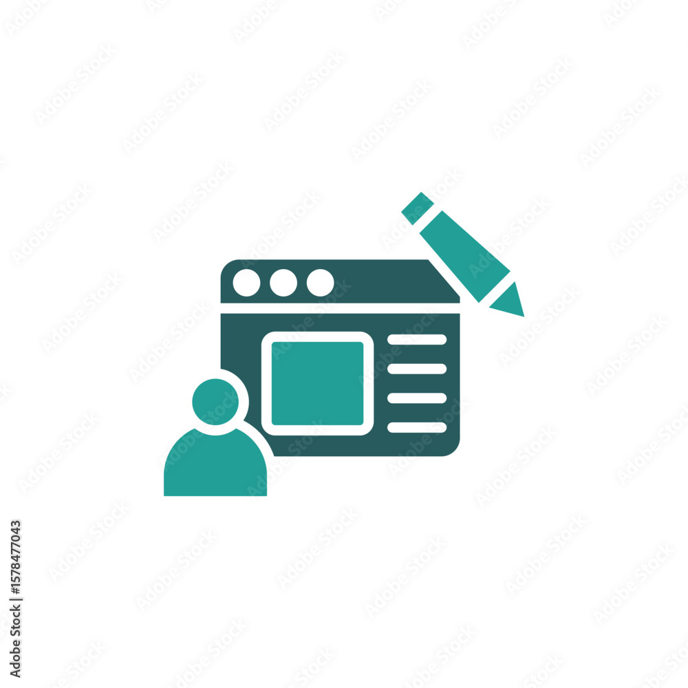 Poster blogger icon. vector.editable stroke.linear style sign for use web design,logo.symbol illustration.