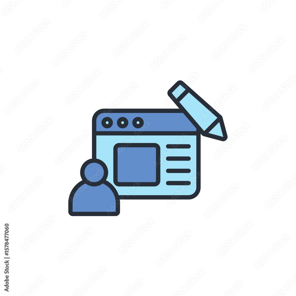 Poster blogger icon. vector.editable stroke.linear style sign for use web design,logo.symbol illustration.