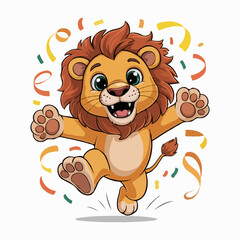 Fototapeta premium lion illustration character posing happy design