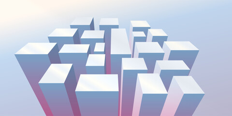 3D background of many parallelepipeds in perspective.