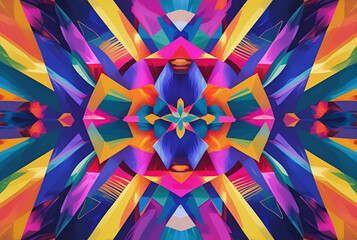 Vibrant Abstract Kaleidoscope Pattern with Geometric Shapes