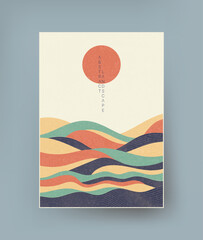 Abstract landscape with smooth elements in traditional Asian style.