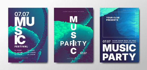 Musical party posters set. Colorful templates for your event.
