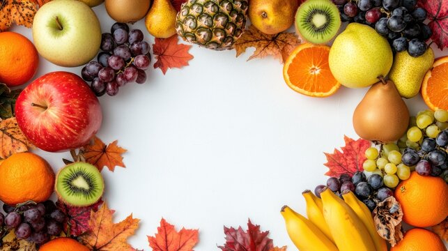 Colorful fruit arrangement on white background (5)