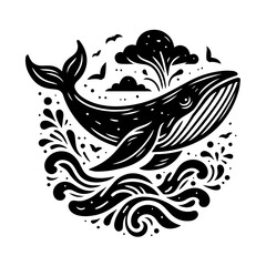 Monochrome Vector Graphic Design Element with Intricate Details for Creative Projects and Designs