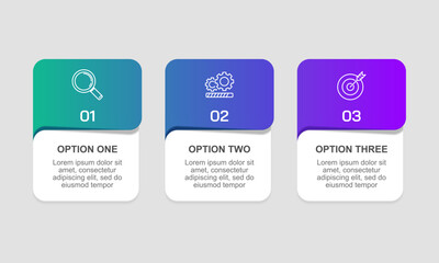 3 Options or steps to success infographic design. Business Presentation, Feature, Plan, Banner, Marketing and Strategy. Vector illustration.
