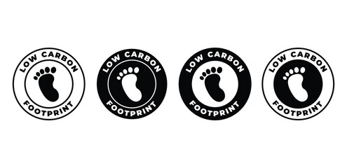 Low Carbon Footprint Icon Set Black and White Circular Design Vector Illustration Set