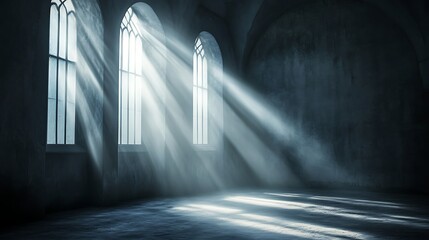 Sunlight through gothic windows
