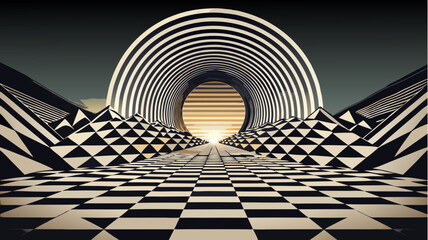 Obraz premium abstract 3d render of tunnel