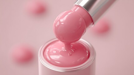 Pink Paint Pouring Into Can