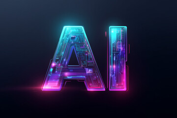 logo with the letters "AI", ultra-modern and original design, glowing neon elements
