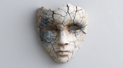 Cracked Mask on White Background