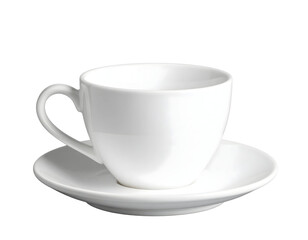 White cup and saucer on black