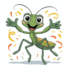 Fototapeta premium mantis illustration design character posing happy