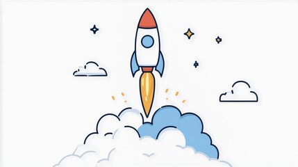 rocket shaped bar graph launching into sky as symbol of explosive growth