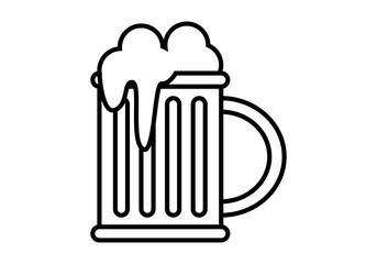 Icono negro de jarra de cerveza en fondo blanco
