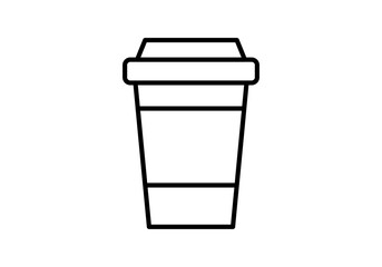 Icono negro de vaso de café en fondo blanco