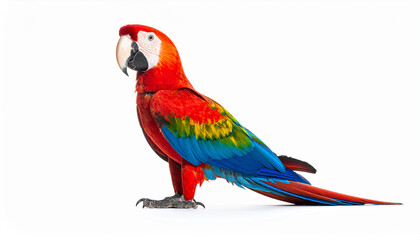 Fototapeta premium Firefly Side View Macaw Colorful Plumage White Background Crisp Lighting