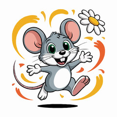 mouse character design illustration happy posing