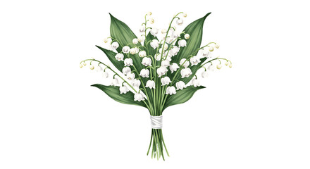 Fototapeta premium Beautiful White Lily Of The Valley Bouquet Illustration
