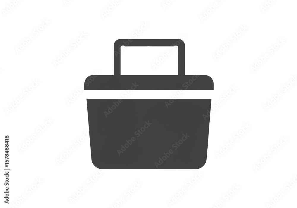 Aufkleber a dark gray shopping basket icon with a handle on a white background in a simple vector style